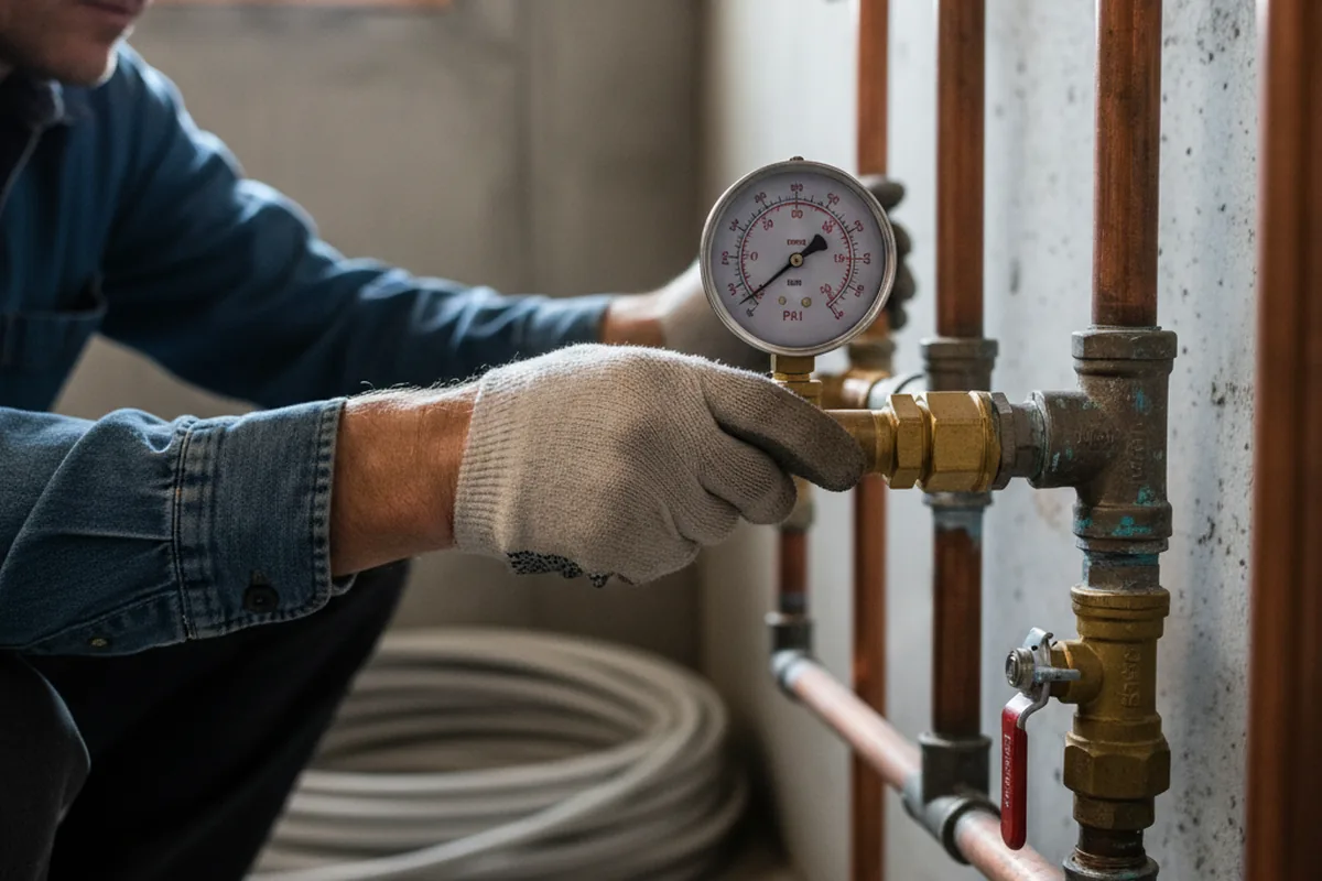 Pressure testing a repaired line during Water Line Repair in East Rockaway